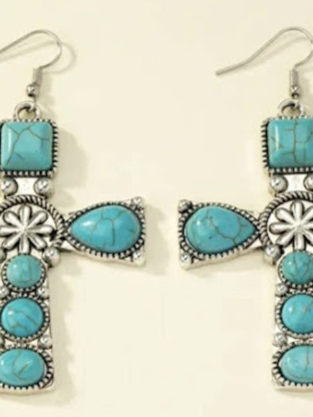 Wrangler Turquoise-Colored Cross Drop Earrings - Women Jewelry